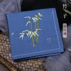 자수도안 SUXIU diy초보자 손수건 자수 diy재료가방 아이디어 수공 선물 고풍 양면, T04-대나무 코튼린넨+십자수틀(견고)