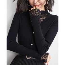 SOFA 레이스 펀칭 두 벌의 가짜를 결합함 니트셔츠 여성 이너티셔츠 겨울 가을 계절 상의