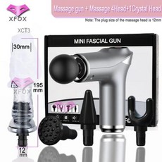 마사지건 무선 미니 진동 XFOX 심부 조직 타격 근육 마사지 건 휴대용 바디 전기 피트니스 마사지기 크리스탈 헤드 남녀공용, 4) Gray-5Heads-TP - 유형 c 충전, [04] 마사지기, 휴그랩, 목어깨, 안마기, 손마사지