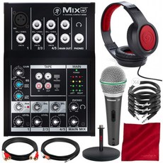 Mackie Mix 시리즈 Mix5 5 채널 컴팩트 믹서 및 다이내믹 마이크가 포함 된 플래티넘 번들 + Studio 데스크탑 마이크 스탠드 +, 단일옵션