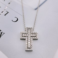 큐빅 그라데이션 십자가 목걸이(써지컬14K금도금)