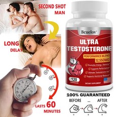 슈퍼 테스토스테론 부스터 - Tongkat Ali Tribulus Terrestris 인삼 Epimedium 에너지 강화 체력 체력 강화 성욕 강화 신체 크기 증가, 1박스, 60정