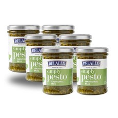 DeLallo Traditional Basil Pesto 6. Ounce Jar 6 P DeLallo 전통 바질 페스토 6온스 병 6팩 이탈리아산 고급 스프레드 바로, 6개, 170g