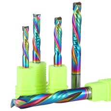 초음파 과일세척기 야채 10Pcs 2F 업 다운 컷 DLC 코팅 엔드 밀 나선형 목공 CNC 밀링 커터, 6.10Pcs 4x15x45L