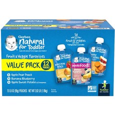 거버 토들러 사과 배 복숭아/ 바나나 블루베리/ 사과 고구마 Gerber Toddler Pouch Variety, 1개, 1.19kg