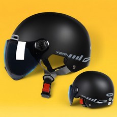 웨인즈 초경량 소두핏 헬멧 여름 반모 오픈페이스 헬맷 스쿠터 바이크 클래식 오토바이 하이바, 블랙쉴드, 블랙