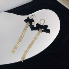 해외 귀걸이 앤티크 롱 태슬 블랙 리본 귀걸이-78261