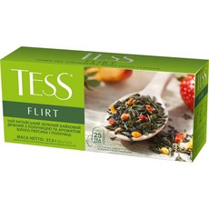 Tess Flirt 딸기와 백도가 함유된 녹색 잎차 25티백 Tess Flirt Green Leaf Tea with Strawberry and White Peach 25 Tea, 1개