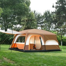 Zebeer 대형 원터치 텐트 8인용 투룸 거실 야외 캠핑 텐트 방수 자외선 차단 텐트, 430*305*200cm, 8-12, 카멜
