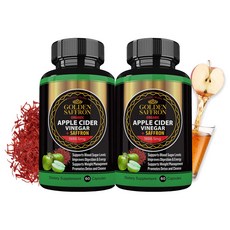 Golden Saffron 골든 사프란 사과 초모 식초(1800mg)와 사프란(88.8mg) 60캡슐 x2 Apple Cider Vinegar Pills 1800 mg Plus