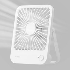 JISULIFE 4500mAh 탁상 선풍기 저소음 소형 데스크 팬 충전식 대용량 내장 180°, 화이트, 화이트