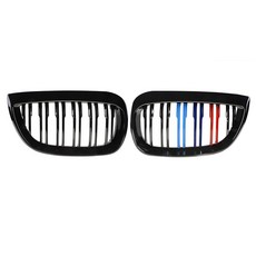 자동차교체부품 앞 범퍼 신장 그릴 공기 흡입구 BMW 호환 1 시리즈 E81 E87 2003-2007 Pre-Facelift M 컬러 자동차 액세서리 용 이중 슬랫 피트, 1개