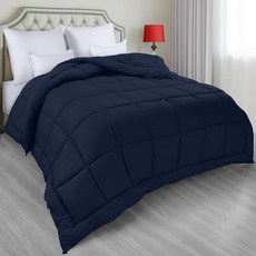 Utopia Bedding 사계절용 다운 얼터너티브 퀼트 퀸 이불 코너 탭이 있는 인서트 세탁기 사용 가능 침대 화이트, 네이비