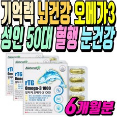 대용량 오메가3 청소년 오메가3추천 환절기 면역 항산화 비타민 실버 시니어 70대 80대 기억력, 6개, 60정 - 강아지오메가31개월