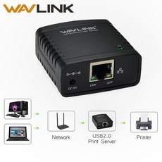 [해외] WAVLINK USB 2.0 LRP 인쇄 서버 공유 LAN 이더넷 네트워킹 프린터 전원 어댑터 USB 허브 1 MBPS 네트워크 인쇄 서버 우리에게, UK Plug