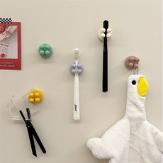 접착식 다용도 실리콘 홀더 칫솔걸이 혼합색, 채색, 6개