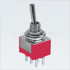 100 pcs mts 202r a2 dpdt red on on pcb 단자 래칭 6 핀 토글 스위치 스위치