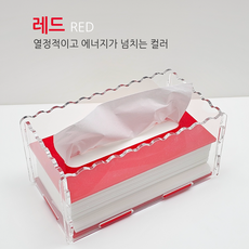 투더 티슈함 아크릴 티슈 케이스 각티슈 화장지 휴지커버 9종, 레드, 1개