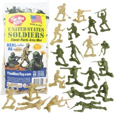 TimMee Plastic Army Men Green Tan Toy Soldier 미군 Made USA, Od Green / Tan