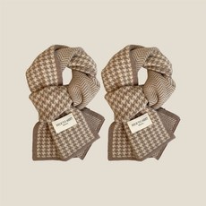 [1+1] 하운드 캐시미어 울 배색 스카프 방한용품 여자 여성 가을 겨울 니트 넥워머 목도리 머플러