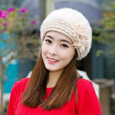 새로운 우아한 여성 니트 모자 토끼 모피 가을 겨울 패션 Skullies 베레모