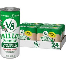 V8 블러디 메리 스파이시 믹스 236.6ml 8온스 캔 6팩, 딜 피클 블러디 메리, 8 Fl Oz (Pack of 24), 236ml