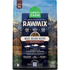 Open Farm RawMix 고대 곡물 프레리 레시피 키블 포함 뼈 국물 및 동결 건조된 원료 인도적으로 사육된 단백질과 GMO가 아닌 과일 및 채소 3.5파운드, 야생 바다 조리법, 3.5파운드(1팩) - 오픈팜사료