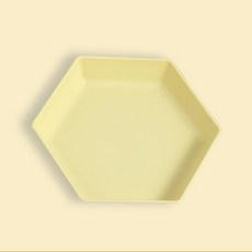 밀짚 접시 식기류 다이닝 플레이트 세트 플라스틱 접시 케이크 접시 샐러드 접시 피크닉 요리 깨지지 않는 식기 세척기 안전, 육각형 노란색