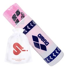 아레나 스포츠 습식타올 (대) AUAAX05 + 수영사랑 폴리백 수영훈련용품, 핑크