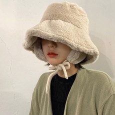 롭스 / 무스탕 퍼 귀도리 스트랩 벙거지 버킷햇 3color