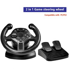 유로트럭 핸들 레이싱휠 PC 윈도우 PS3 7 IN 1 레이싱게임 컨트롤러, 1개, 01 2 in 1