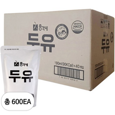 총각네 검은콩 두유 190ml 40개, 600개