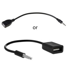 3.5mm 남성 AUX 오디오 플러그 잭 USB 2.0 여성 변환기 케이블 코드 Fr 자동차 MP3, 1개, 없음, 1) Black