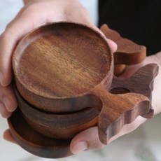 라즈럽 나무 접시 2개 디저트 일본식 카페 소스접시 2개 물고기 트레이 모양 접시
