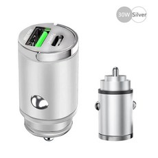 폰충전기 자동차시거잭 충전기선 미니 소형 100W USB 자동차 충전기 듀얼 포트 풀 링 고속 충전 C타입 PD 어댑터 폰 삼성 호환 화웨이 샤오미 헬퍼 패드용, [03] 30W Sliver