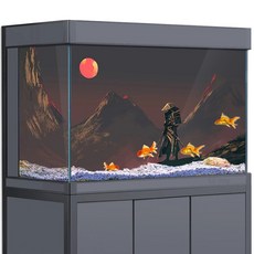 파충류케이지 수족관 배경 3D 일본 사무라이 HD 프린팅 벽지 어항 파충류 서식지 테라리움, 03 40x60cm 16x24in, 1개
