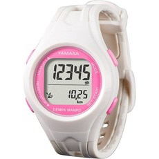  야마사 워치 만보기 TM-450 전파 손목 시계형, 화이트/핑크, 1개 