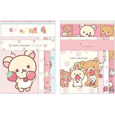 코리락쿠마 레터세트(편지지+편지봉투) 딸기 하루, 모두함께