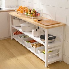 미니 테이블 보조 선반 주방 조리대 정리대 우드 수납장, 2단 60x30x80, 1개