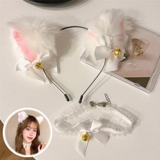 빅쓰리몰 고양이 방울 머리띠 초커세트