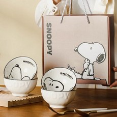 스누피 세라믹 밥공기 4P 선물세트, 1개