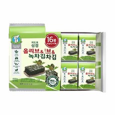 지도표 성경김 올리브&녹차 도시락 16단(4g X 16봉), 4g 128개, 128개