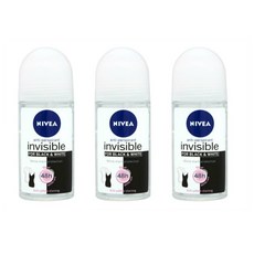 Nivea Deodorant For Black & White Roll On 3pk 니베아 데오도란트 블랙 앤 화이트 롤 온 1.7oz(50ml) 3팩