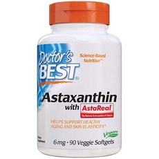 Doctors Best 아스타잔틴 강력한 항산화 물질 피부 눈 건강 GMO 프리 글루텐 프리 비건 콩 프리 6mg 90VSG (DRB-00367), 1개