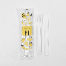 [KO] 황금밥상 나이프 포크 세트 일회용 커트러리 식당 음식 배달 포장 테이크아웃, 1개, 500세트