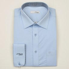 [듀퐁]23년 F W SE3FM12LS702BU 일반핏 블루 스트레치 스판 소매자수 배색 긴팔와이셔츠