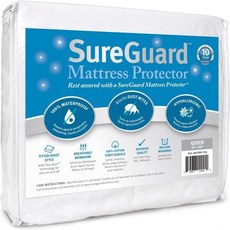 SureGuard Mattress Protectors 분진커버 커버 분진 집진기 퀸 사이즈 매트리스 프로텍터 100 방수 저자극성 프리미엄 핏 코튼 테리 화이트 Q1261582, Queen, Cotton Terry, 1개