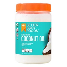BetterBody Foods 유기농 천연 정제 코코넛 오일 713ml(28온스) 요리 베이킹 헤어 및 스킨 케어를 위한 다목적 오일, 1개, 828ml