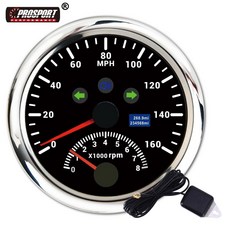 전기 GPS 하이빔 라이트 오도미터 블랙 12 V 24V 2 인 1 게이지 자동차 해양 보트 게이지 85mm, 1개