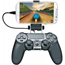 PS4 Slim 및 PS4 Pro 컨트롤러에 적합한 OTG 케이블이 있는 Dobe TP4-016 검은색 휴대 전화 홀더 클램프, 단일옵션